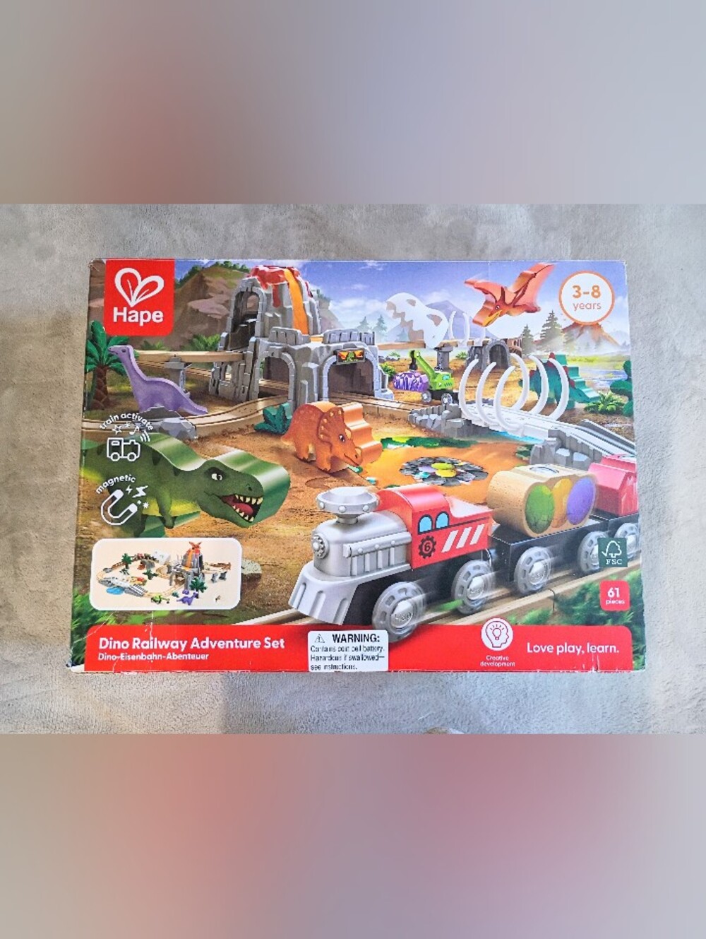 Hape Toys Dino Adventure Railway Set Complete In Box
